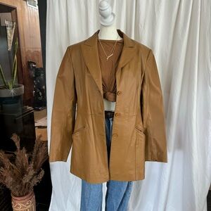 Newport News Easy Style ✨ women’s vintage cognac leather blazer
